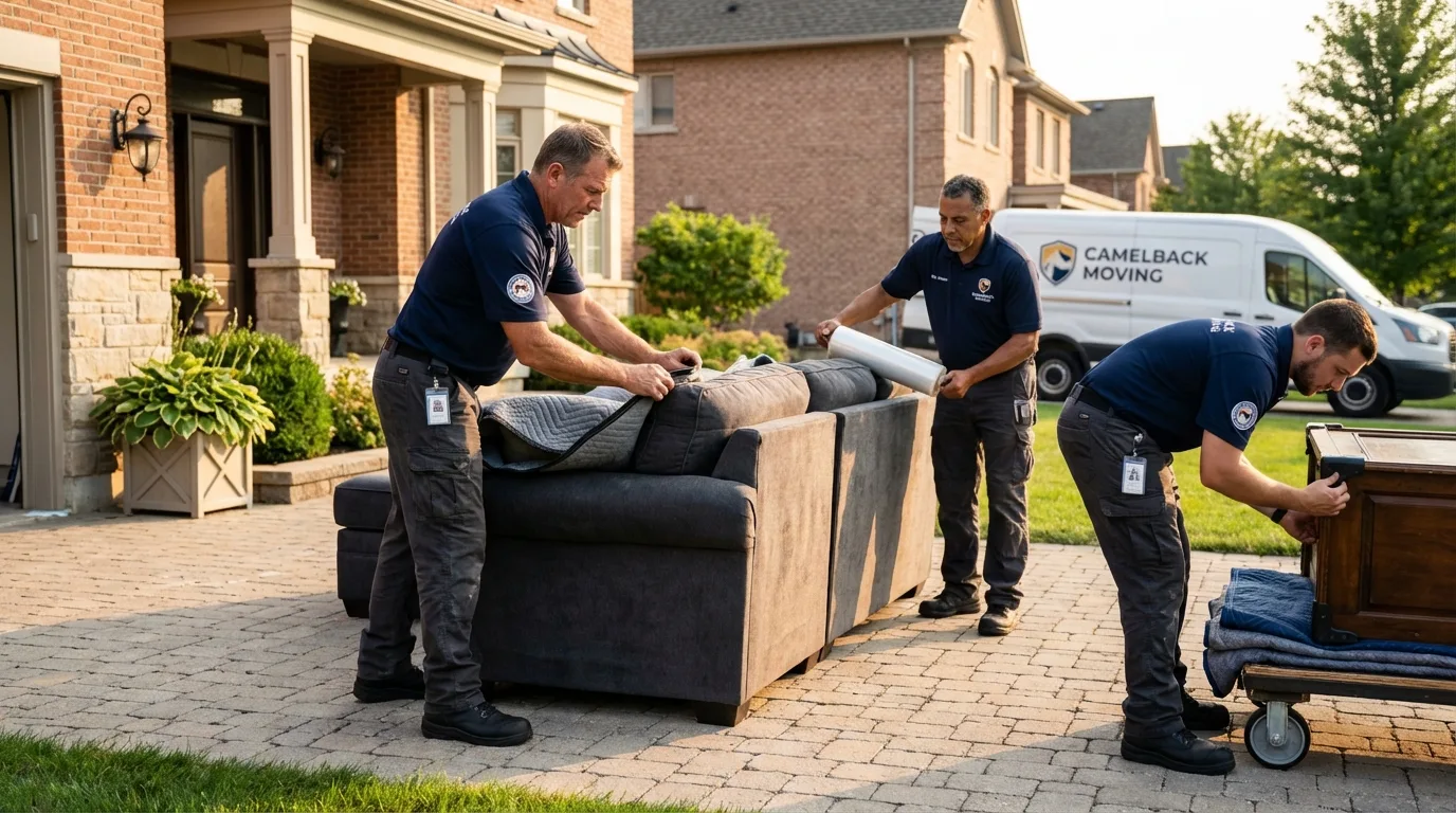 Large estate moving crew wrapping furniture in West Nyack, NY
